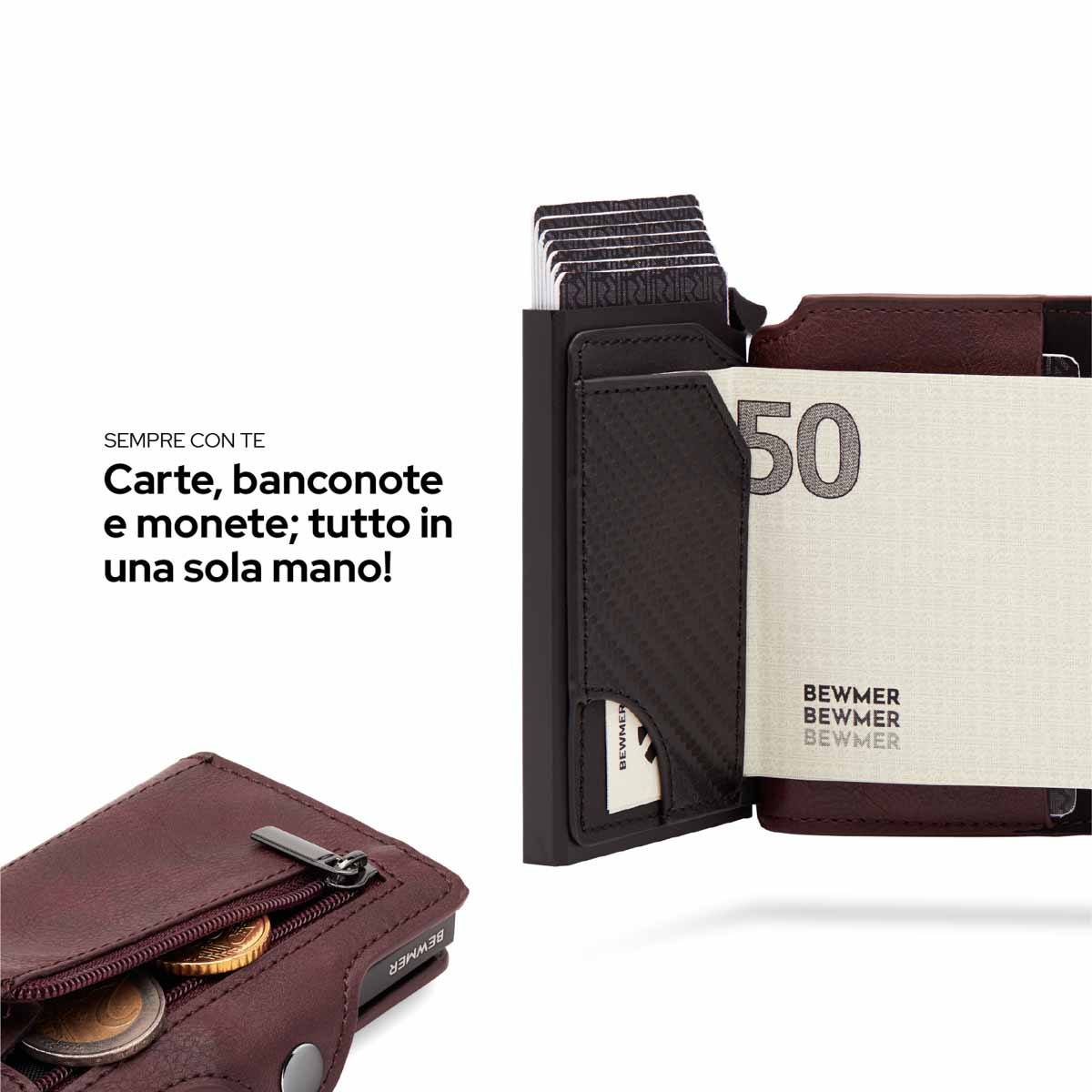 BEWMER Porte Carte de Crédit 2 Blindé | Portefeuille Slim pour Homme et Femme avec Protection RFID Anti-clonage | Porte Carte et Billets avec Porte- Monnaie (B2 Compatible avec Airtag, Noir BEWMER Porte Carte de Crédit 2 Blindé | Portefeuille Slim pour Homme et Femme avec Protection RFID Anti-clonage | Porte Carte et Billets avec Porte- Monnaie (B2 Compatible avec Airtag, Noir